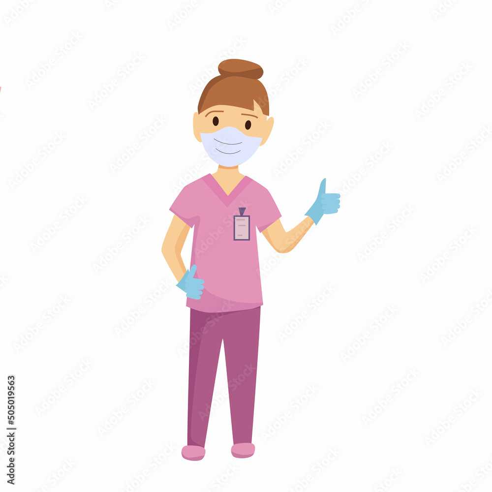 Nurse. Vector cartoon illustration.Rescue people concept.