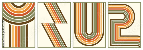 retro vintage 70s style stripes background poster lines. shapes vector design graphic 1970s retro background. abstract stylish 70s era line frame illustration