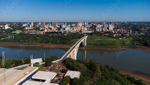 View of the Friendship Bridge 08 may 2022 (Ponte da Amizade) over the Parana river, connecting Brazil, to Paraguay