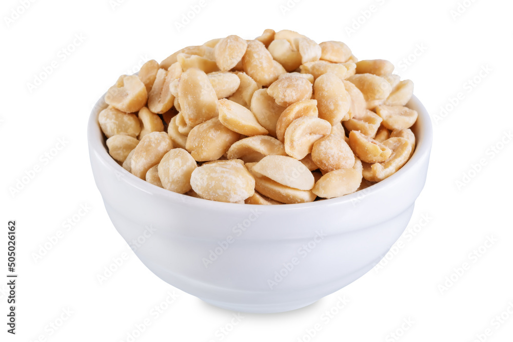 Raw dried fresh salt peanut nuts on a white isolated background Raw dried fresh salt peanut nuts on a white isolated background
