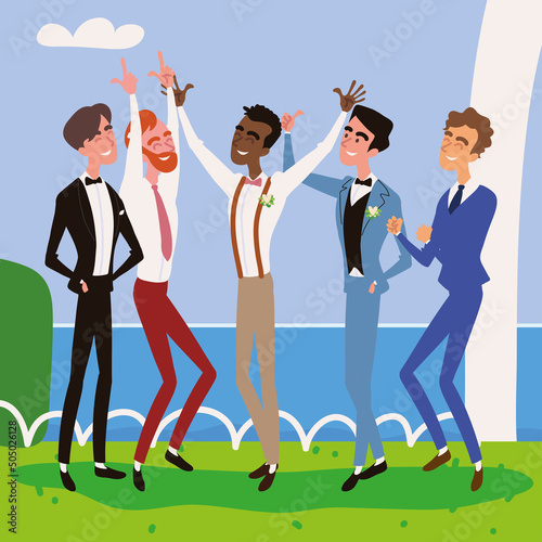 groom and groomsmen celebration