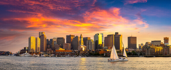Boston cityscape at sunset