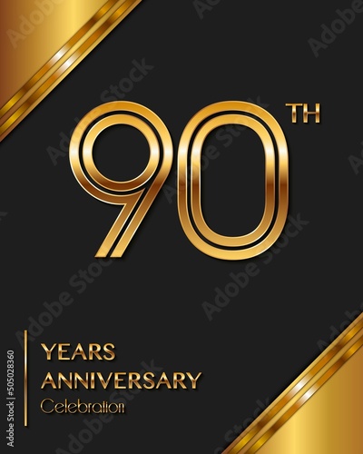 90 Years Anniversary logotype. Anniversary celebration template design for booklet, leaflet, magazine, brochure poster, banner, web, invitation or greeting card. Vector illustrations.