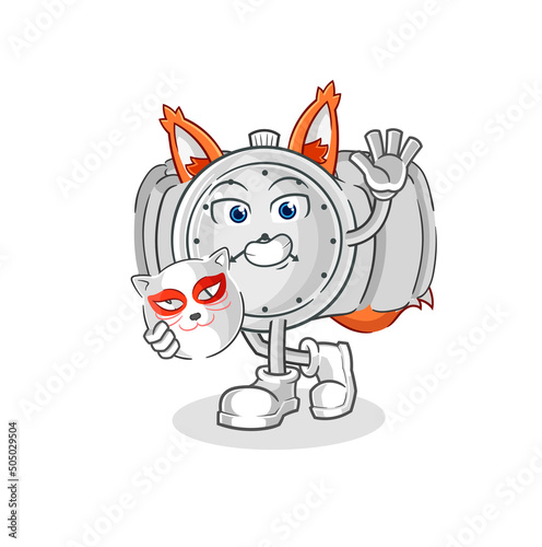 wristwatch japanese fox character. cartoon mascot