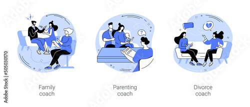 Family coach isolated cartoon vector illustrations se