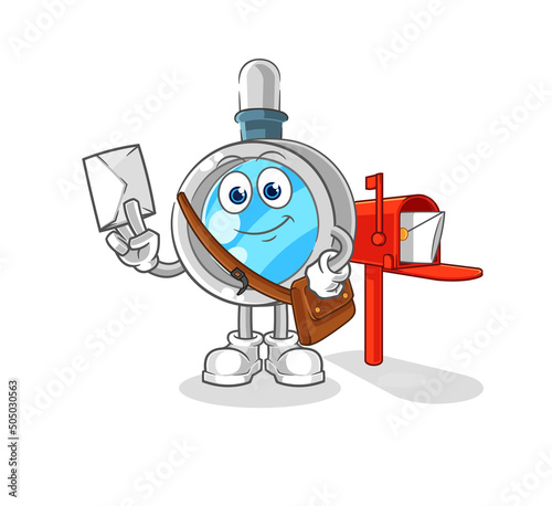 magnifying glass postman vector. cartoon character