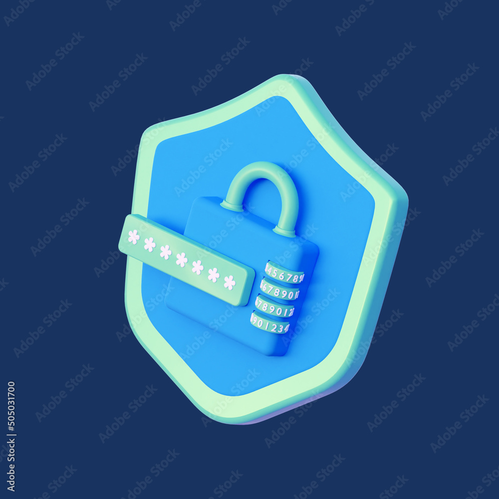 Icon shield with a combination lock. The concept of cyber security ...