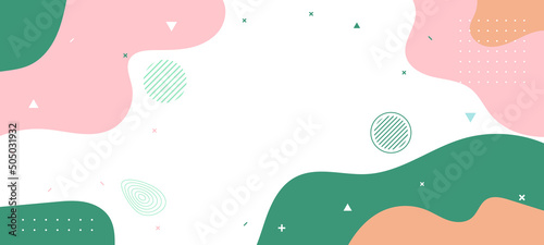 Beautiful pastel social media banner template with minimal abstract organic shapes composition in trendy contemporary collage style