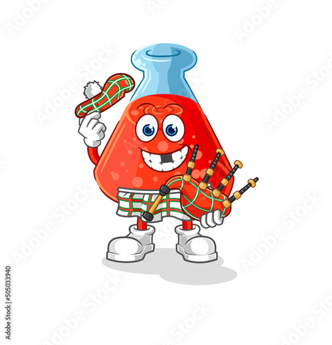 chemical tube scottish with bagpipes vector. cartoon character