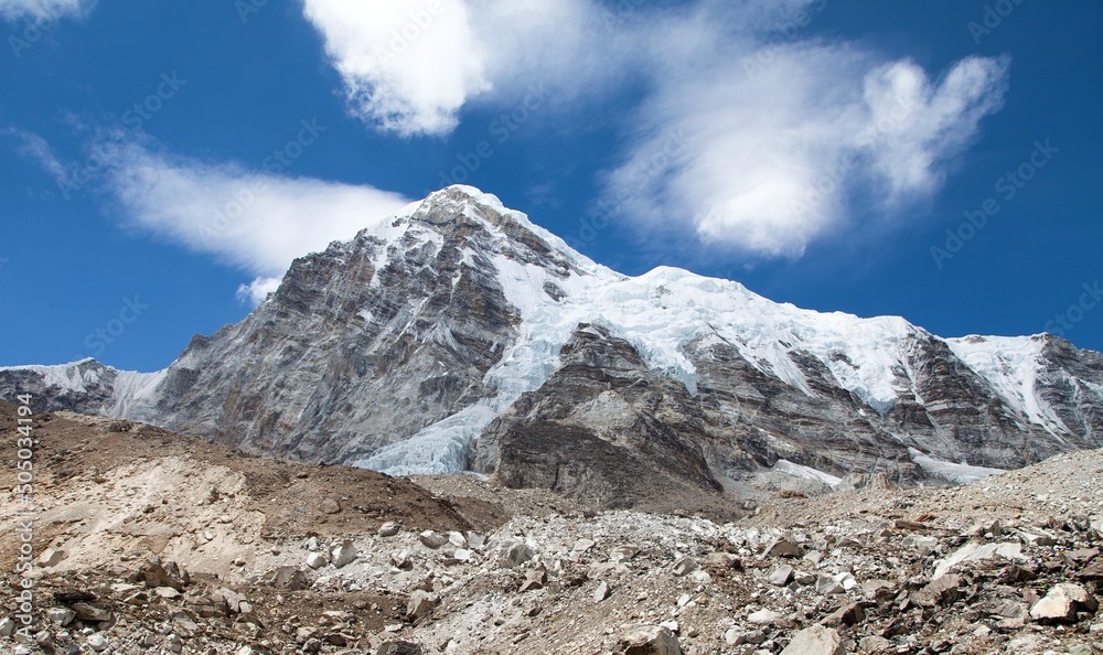 View from Mount Everest base camp to mount Pumori