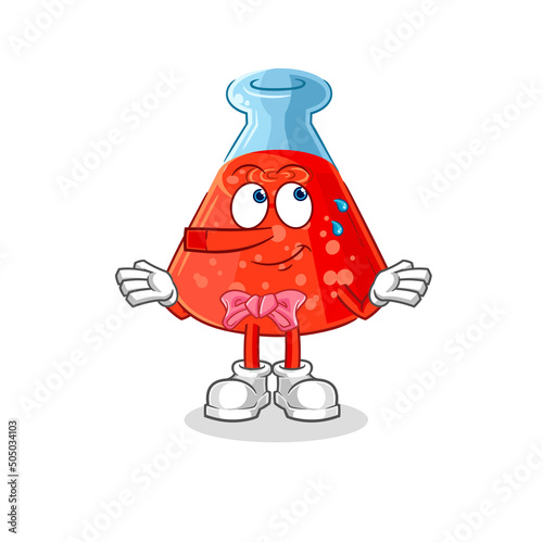 chemical tube lie like Pinocchio character. cartoon mascot vector