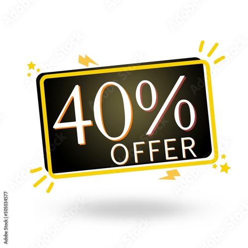 40%OFFER black and gold design with star and 3D details (discount online web poster)