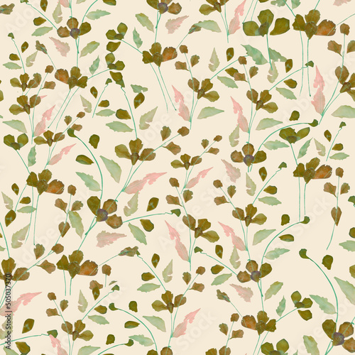 Floral bouquet seamless pattern. composed using dried leaf textures. suitable for textiles and other prints.