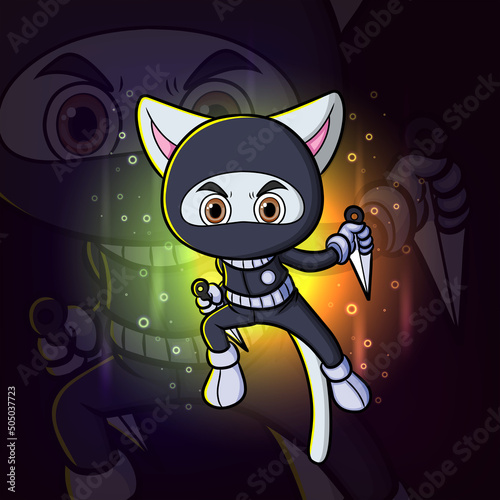 The ninja cat esport mascot design logo