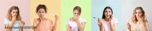 Set of upset young women wi...