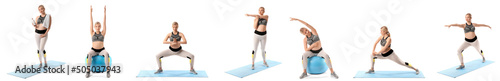Set of sporty young pregnan...