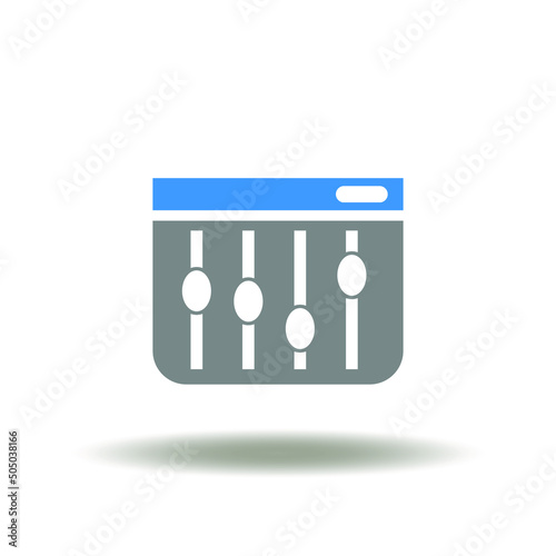 Vector illustration of website or page with settings panel. Icon of adjustment. Symbol of customize.