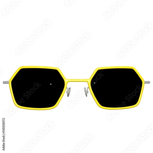 Hexagon sunglasses with yellow frames