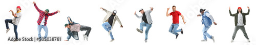 Set of different men dancin...
