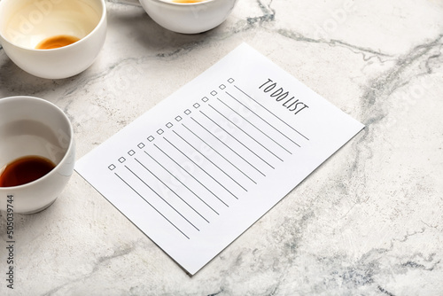 Blank to do list and dirty ...