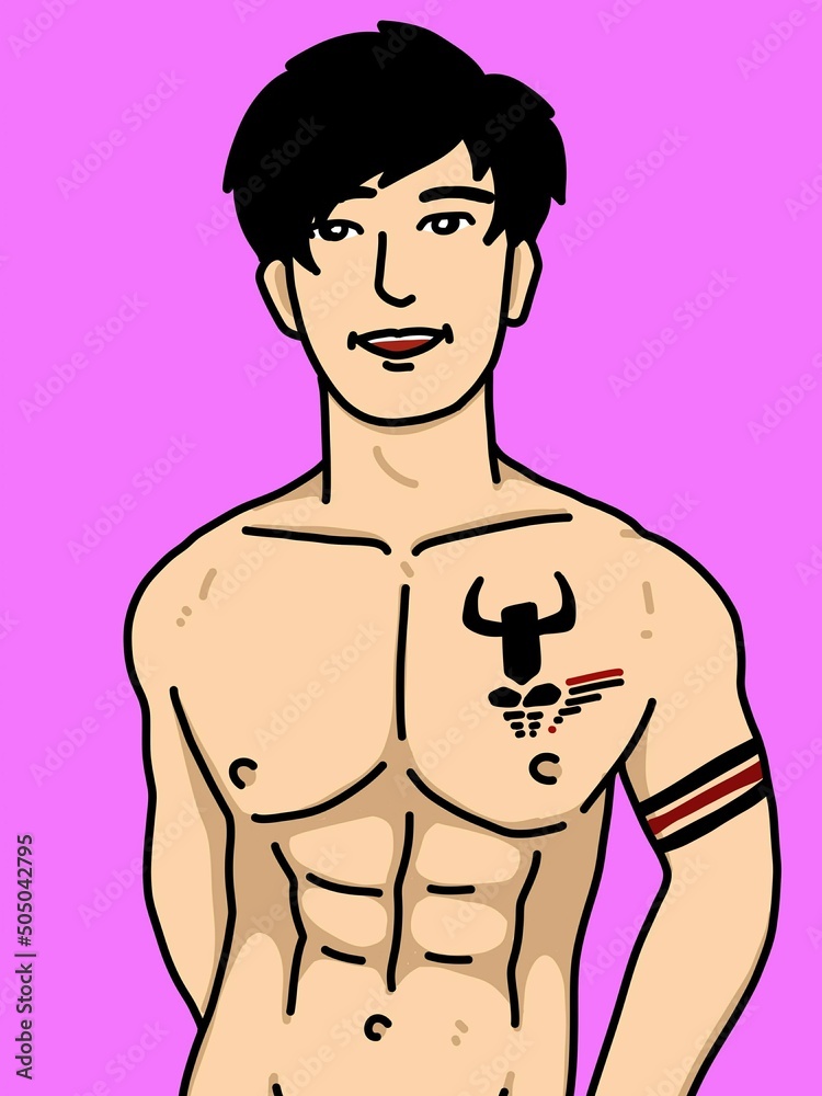 Fototapeta premium cute man cartoon on pink background