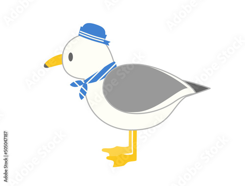 水兵の帽子をかぶったカモメのイラスト