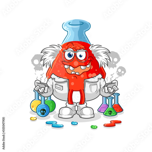 chemical tube mad scientist illustration. character vector