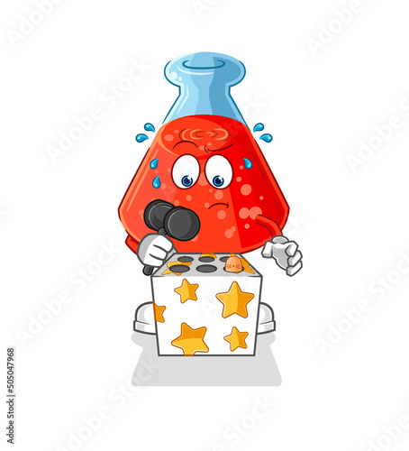 chemical tube play whack a mole mascot. cartoon vector