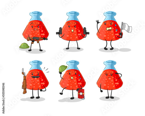 chemical tube troops character. cartoon mascot vector