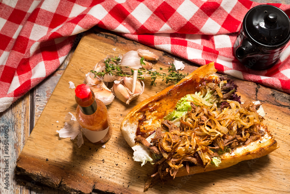 New Orleans Roast Beef Debris Po Boy sandwich. Slow Cooked Roast Beef