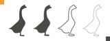 Goose farm animal. Poultry various flat icons set.