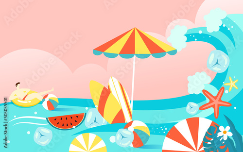 Summer beach party, character summer seaside vacation, vector illustration