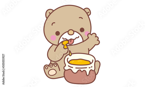はちみつを味見するクマ