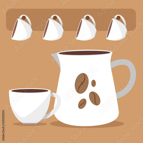 coffee cups and kettle