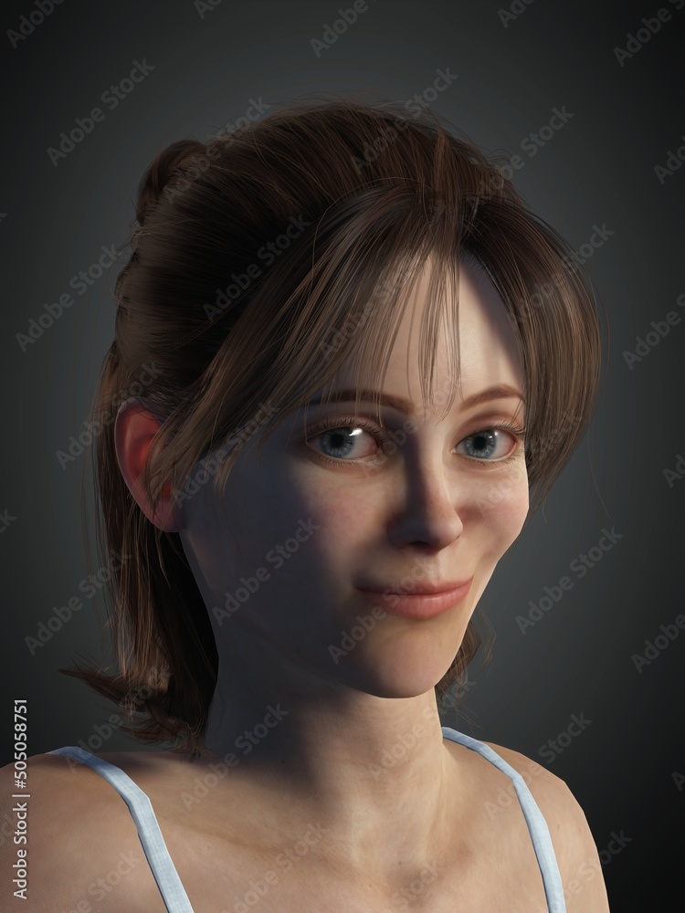 3d computer rendered illustration featuring a woman's portrait done with character creator software 3d computer rendered illustration featuring a woman's portrait done with character creator software