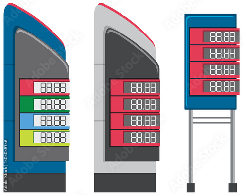 Set of gas station price displays