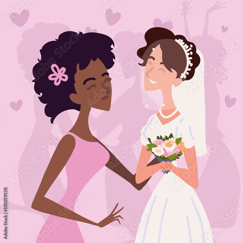 wedding bridesmaid and bride