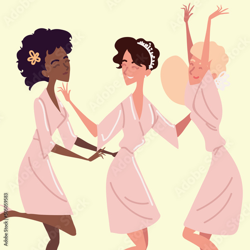 group bridesmaids celebrating