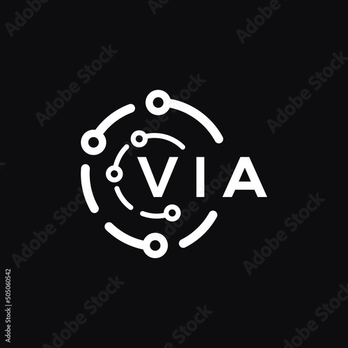VIA technology letter logo design on black  background. VIA creative initials technology letter logo concept. VIA technology letter design.
