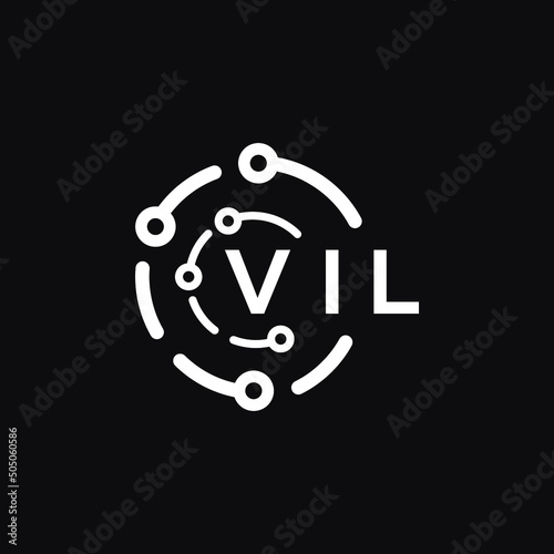 VIL technology letter logo design on black  background. VIL creative initials technology letter logo concept. VIL technology letter design.
 photo