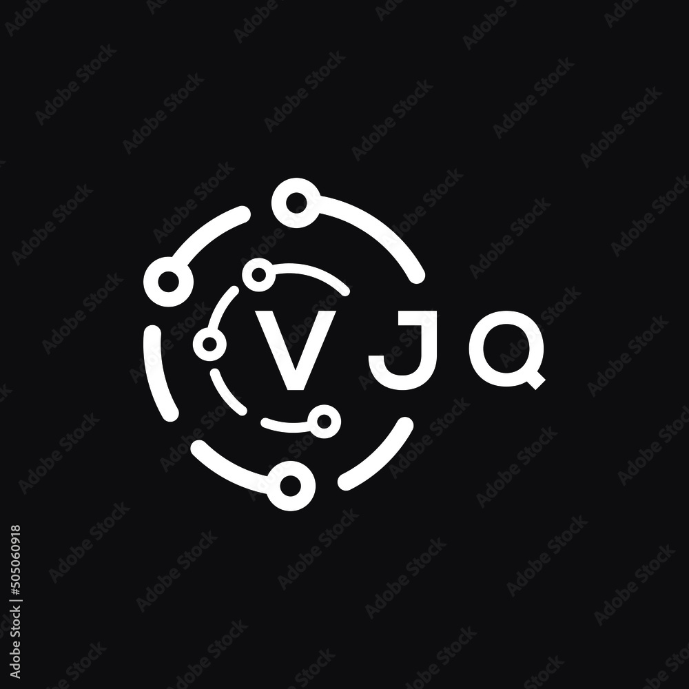 Fototapeta premium VJQ technology letter logo design on black background. VJQ creative initials technology letter logo concept. VJQ technology letter design. 