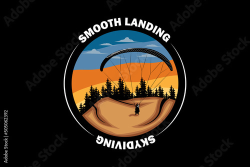 smooth landing skydiving retro design landscape