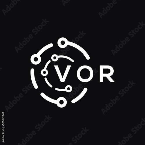 VOR technology letter logo design on black  background. VOR creative initials technology letter logo concept. VOR technology letter design.