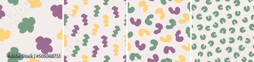 Set of colorful seamless patterns. Bright abstract shapes