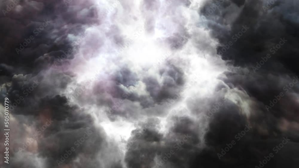 a thunderstorm inside the dark cumulonimbus clouds