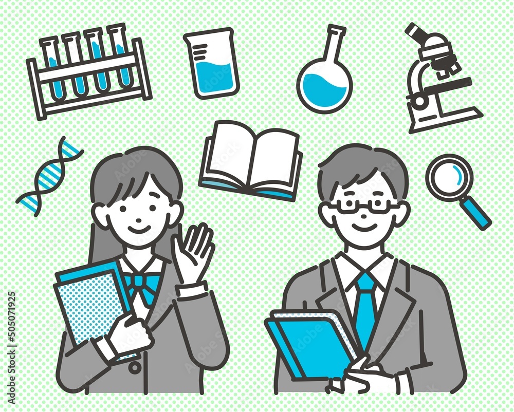 学生と理科や化学のアイコンベクターイラスト素材 サイエンス 科学 Stock ベクター Adobe Stock