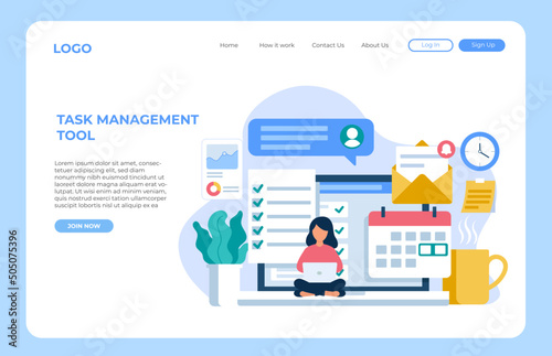 Task management tool flat illustration concept