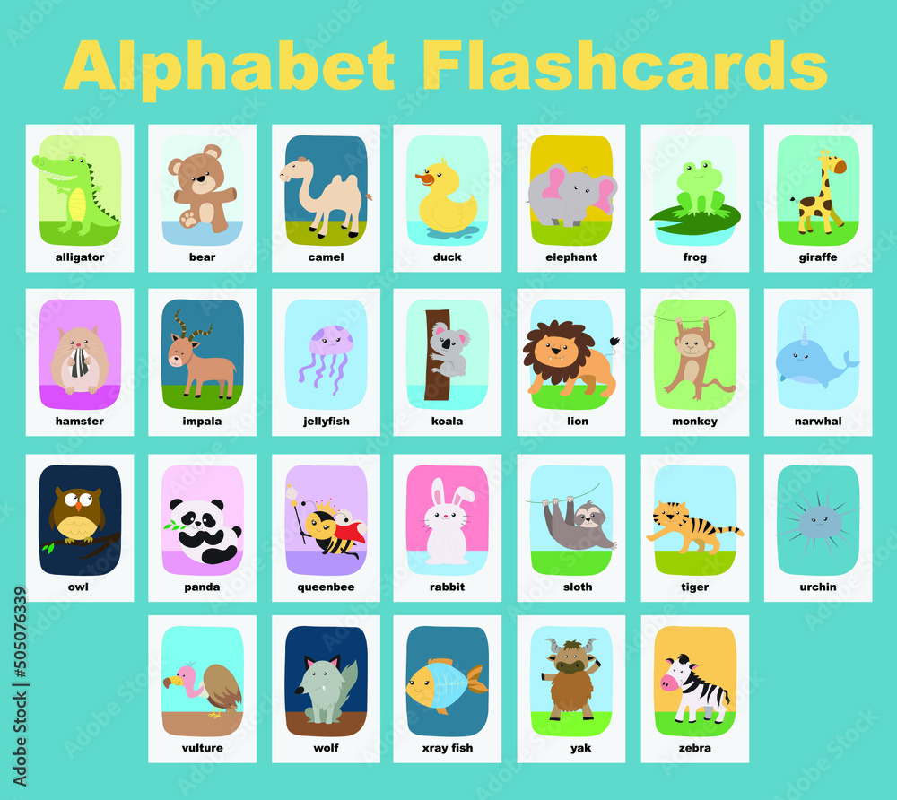 Big printable alphabet animal flashcards collection for learning ...