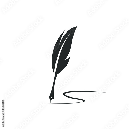 black feather pen and ink