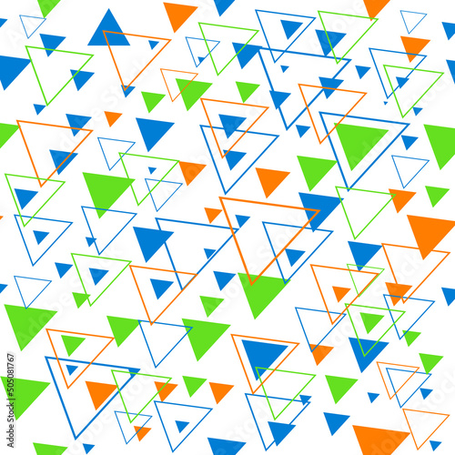 Multicolored simple triangles. Seamless background. Vector illustration
